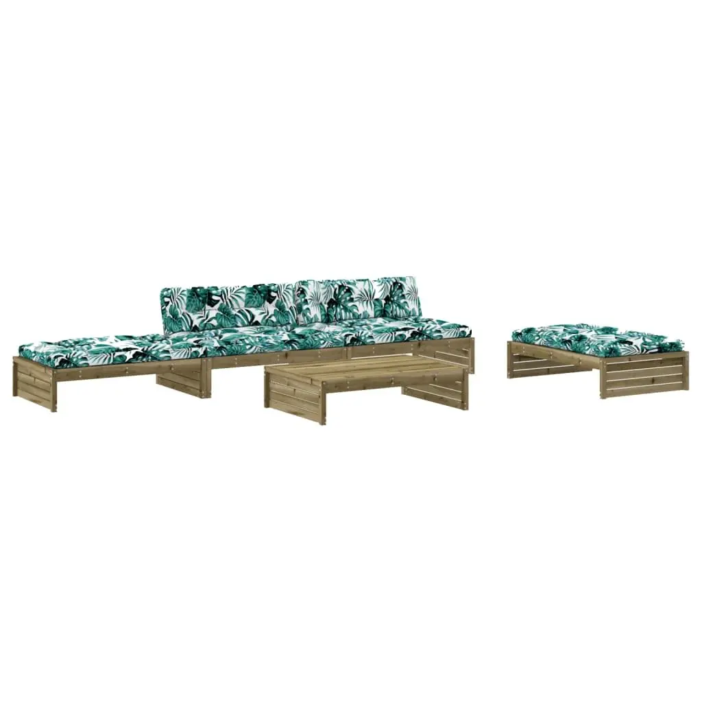 Garden Lounge Set Brown 5 Piece Outdoor Furniture Patio Seating with Cushions