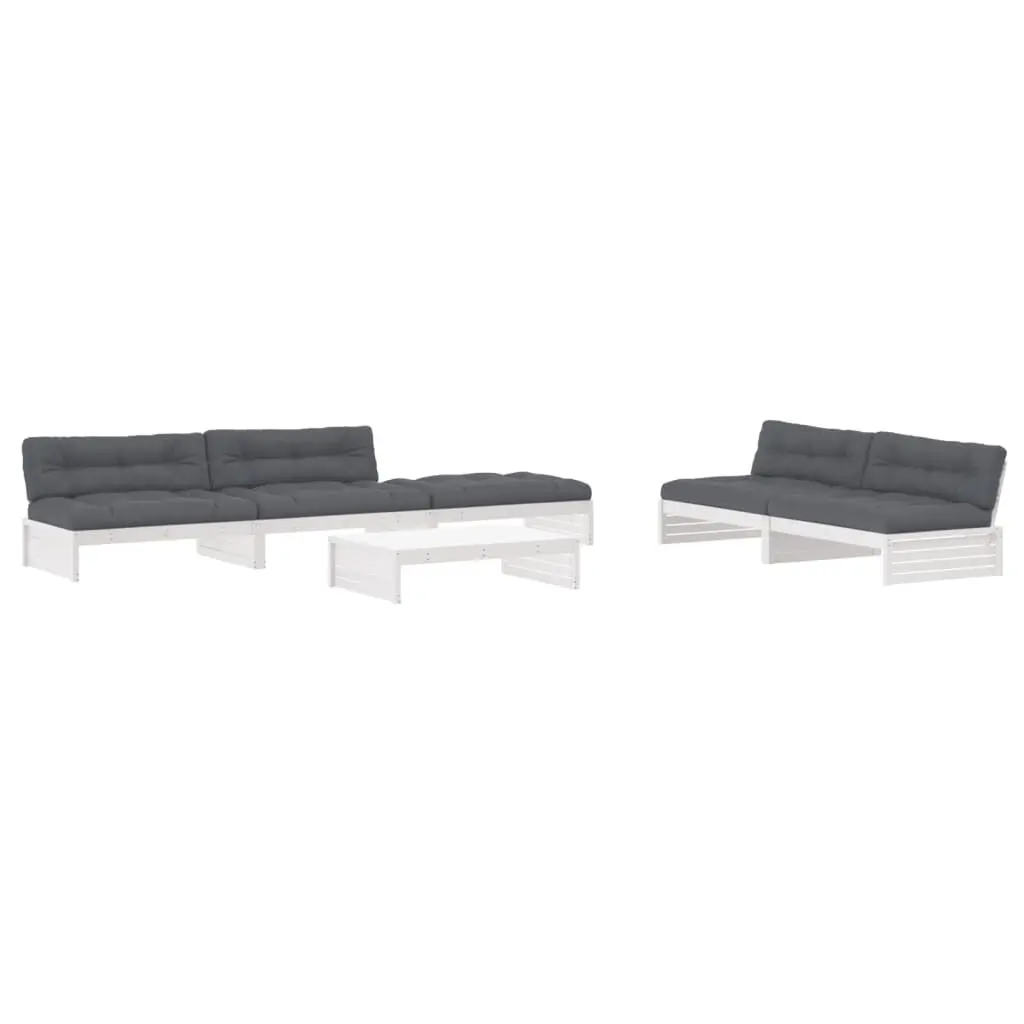 Garden Lounge Set 6 Piece Outdoor Furniture Patio Sofa with Cushions White