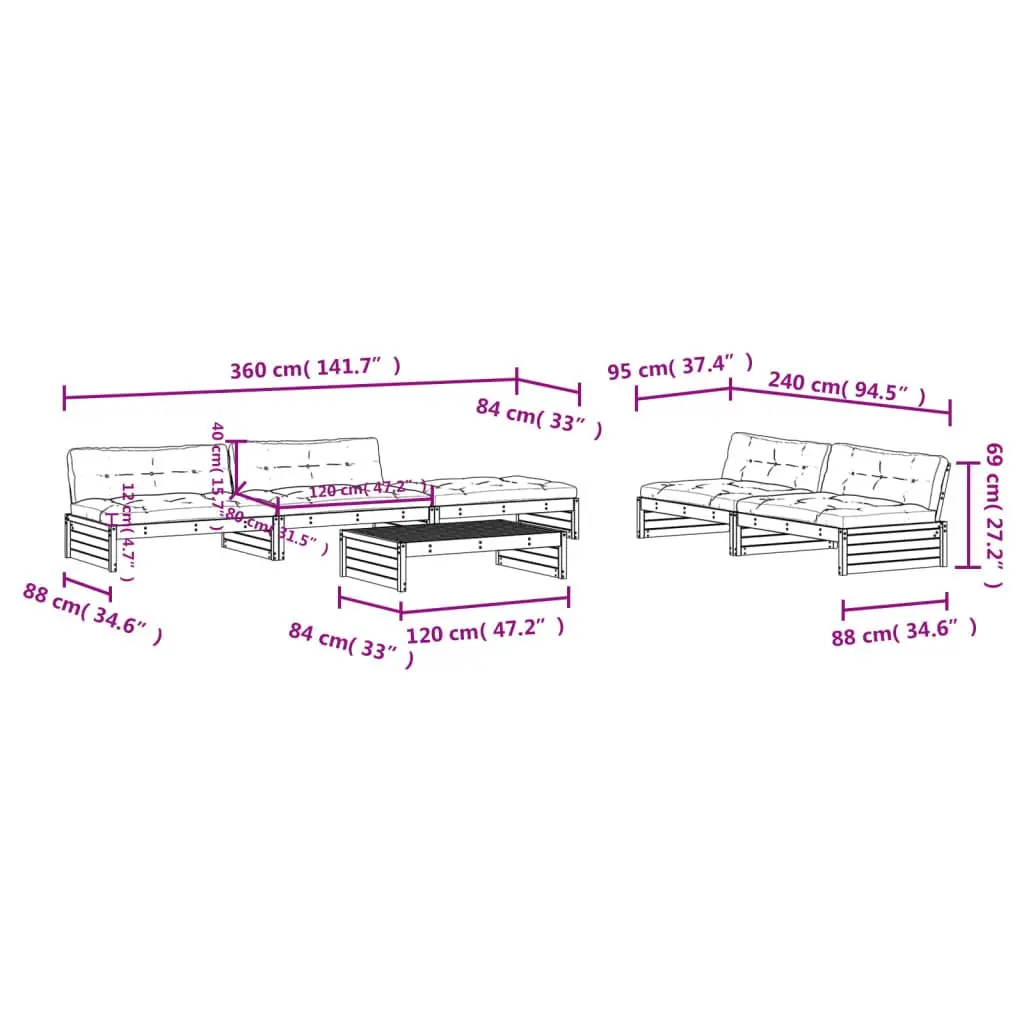 Garden Lounge Set 6 Piece Outdoor Furniture Patio Sofa with Cushions White