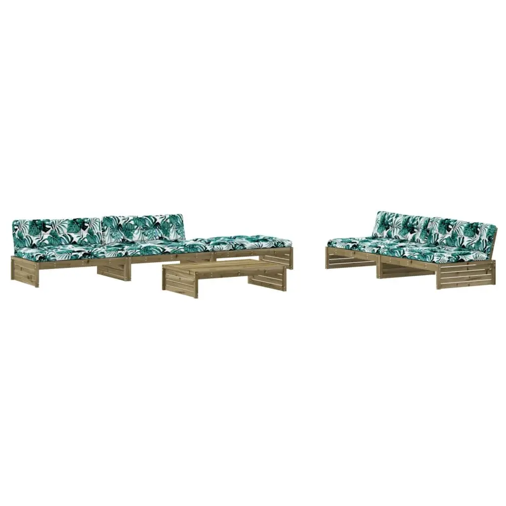 Garden Lounge Set 6 Piece Outdoor Furniture with Cushions Wooden Patio Sofa