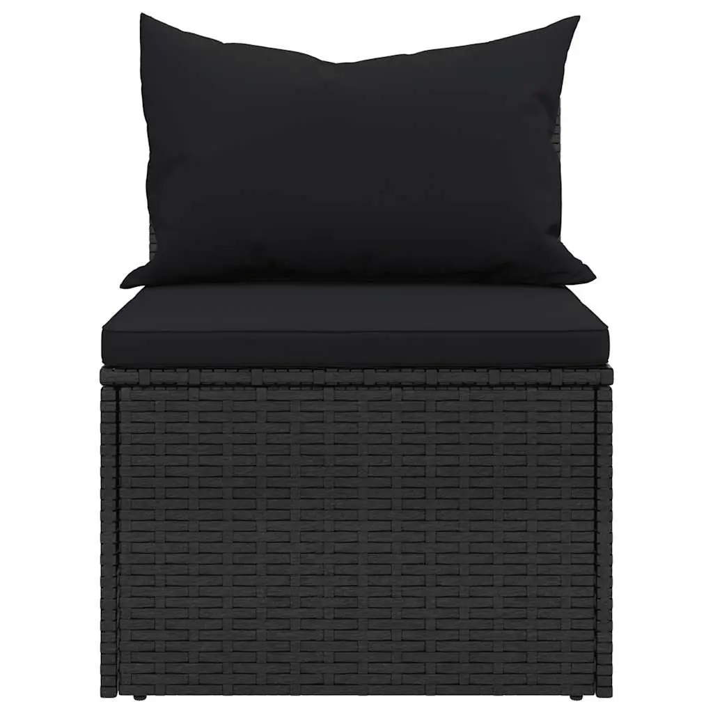 4 Piece Garden Sofa Set Black PE Rattan Cushions Adjustable Foldable Roof