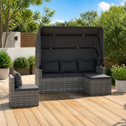 Compact and Stylish: 4 Piece Grey Garden Sofa Set