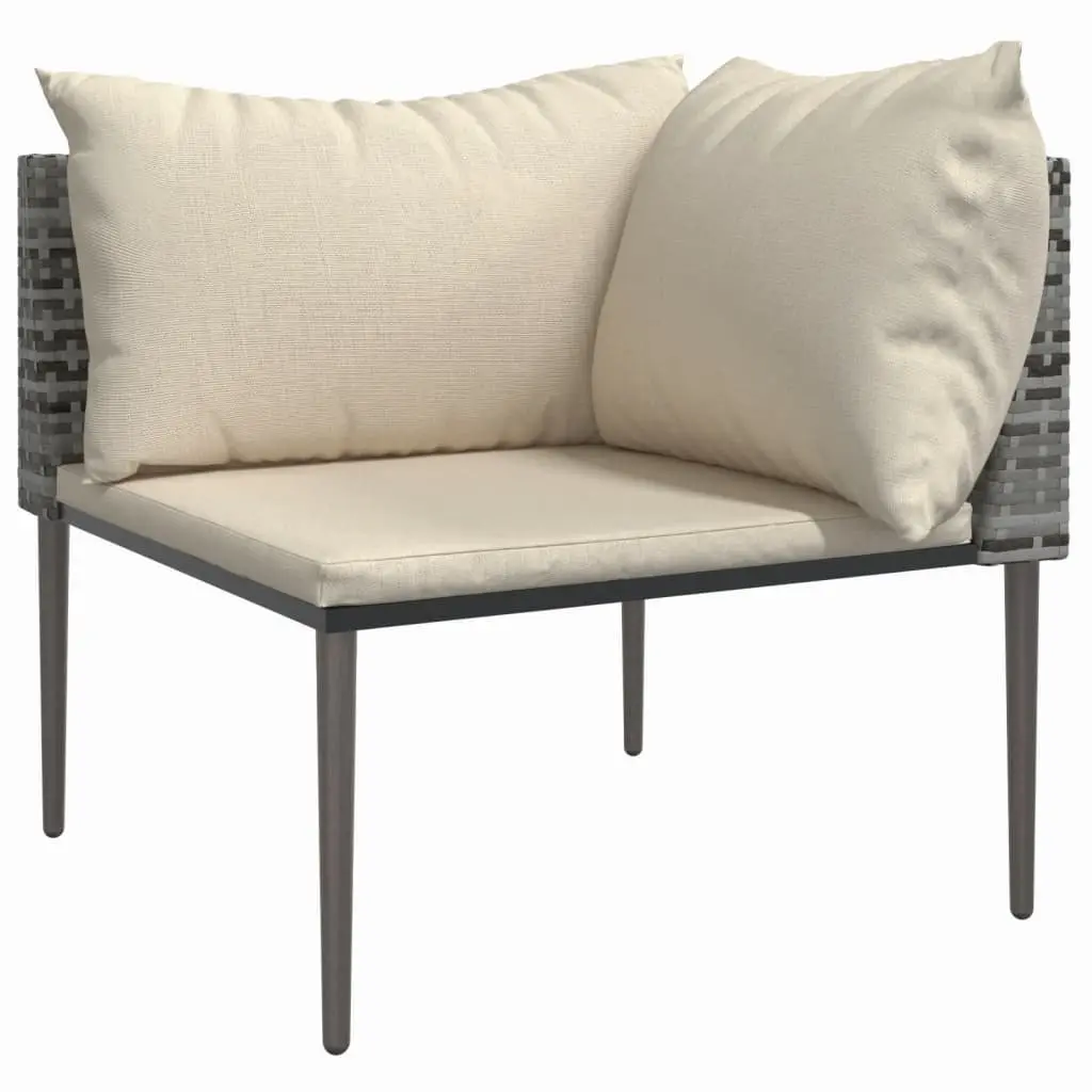 7 Piece Garden Lounge Set Grey PE Rattan with Cushions Outdoor Furniture