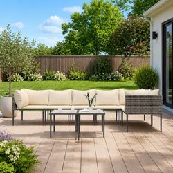 8-Piece Grey Garden Lounge Set - Modular Design
