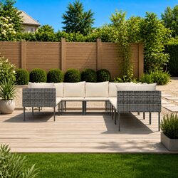 Compact Grey Poly Rattan 8 Piece Lounge Set