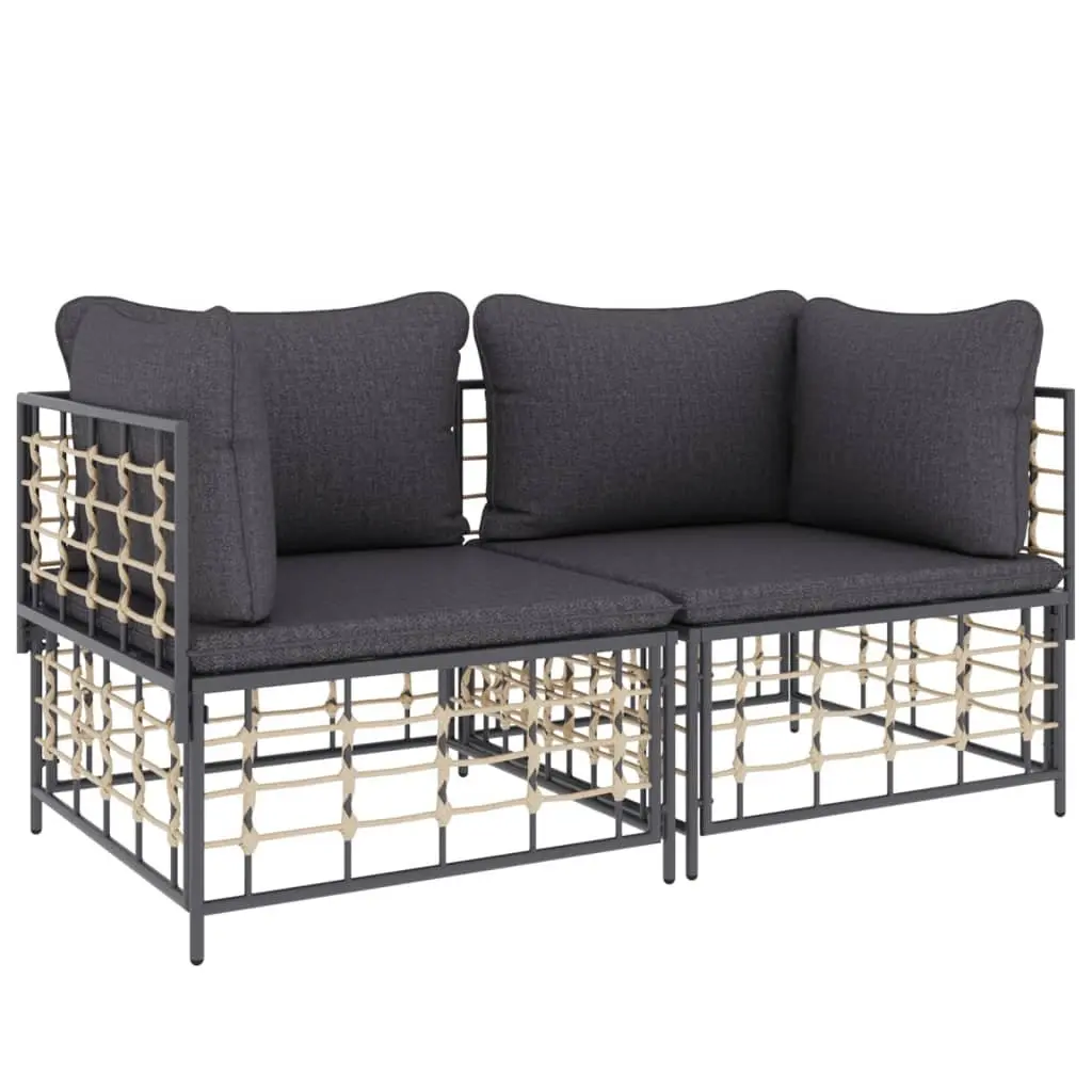 Outdoor Corner Sofa Set 2 pcs Garden Lounge Sectional Seating Cushioned