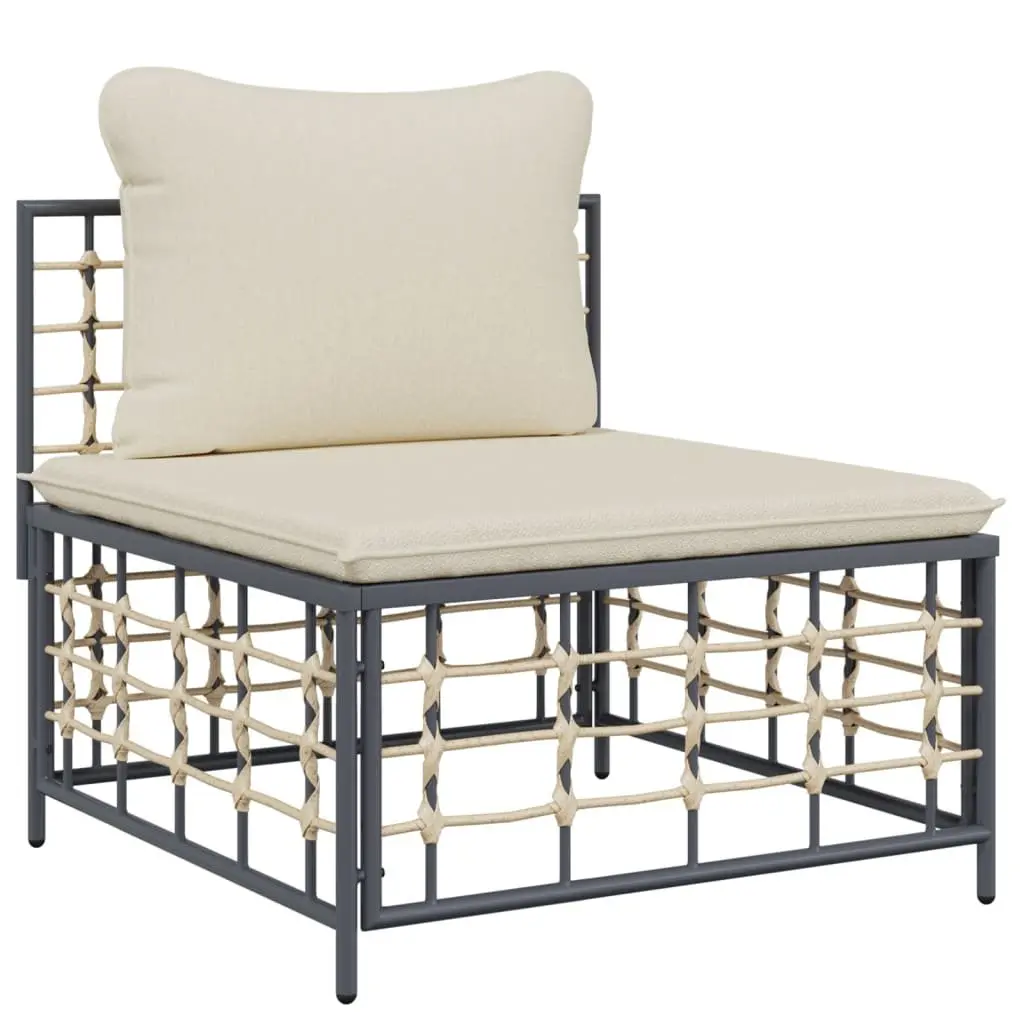 4 Piece Garden Lounge Set Anthracite Poly Rattan Outdoor Furniture with Cushions