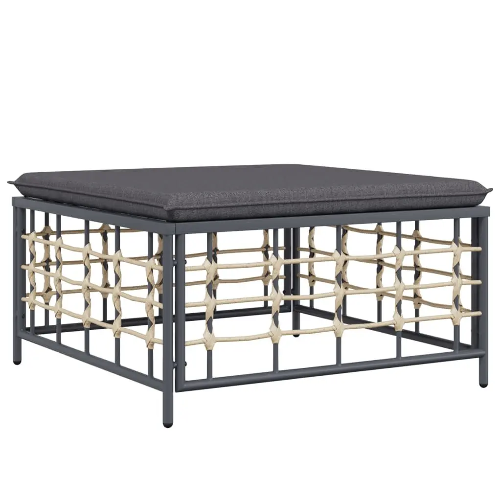5 Piece Garden Lounge Set Outdoor Seating with Cushions Anthracite Poly Rattan