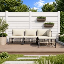 Outdoor Garden Lounge Set 4 Piece Poly Rattan Modular Sofa with Cushions