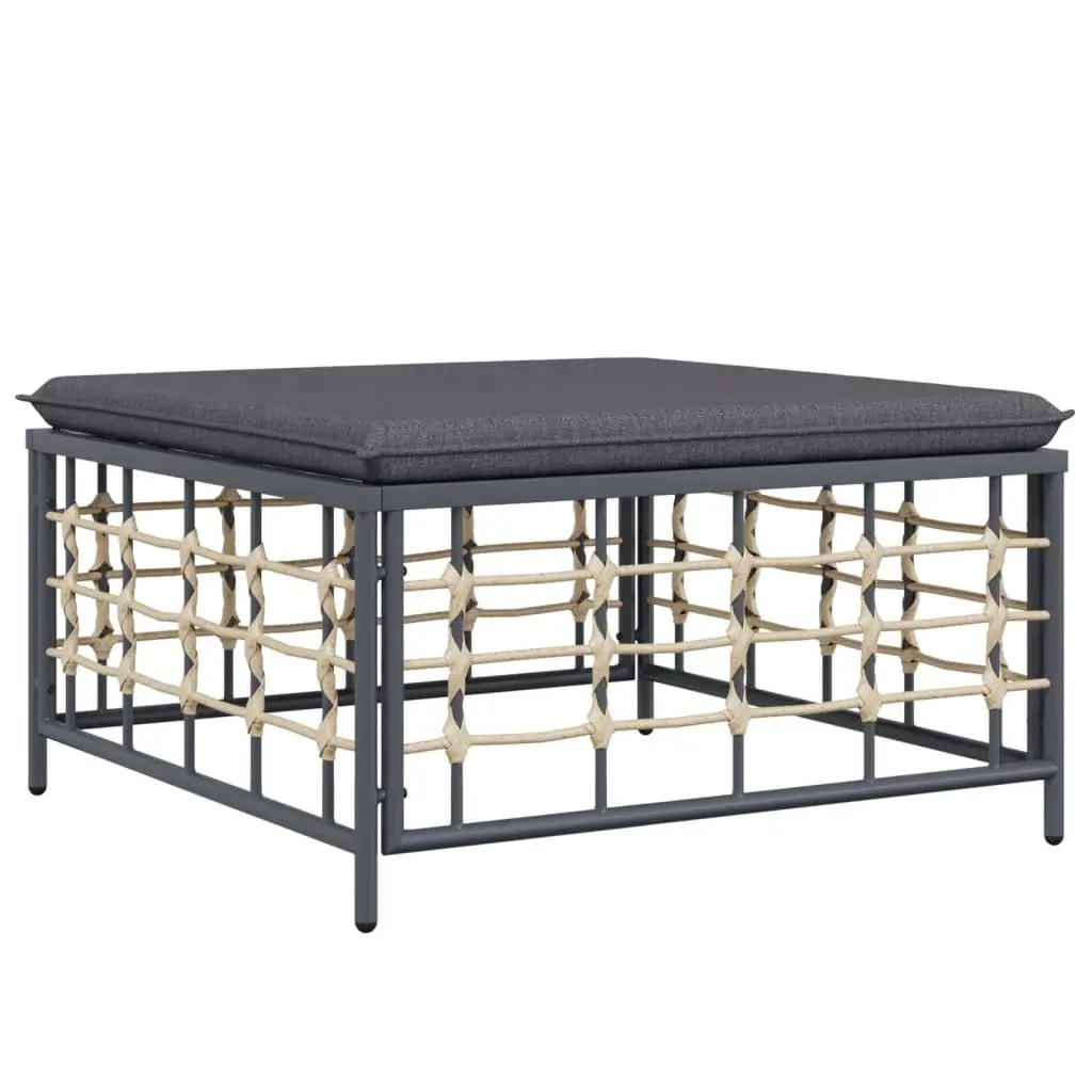 5 Piece Modular Lounge Set Anthracite Poly Rattan Outdoor Seating with Cushions