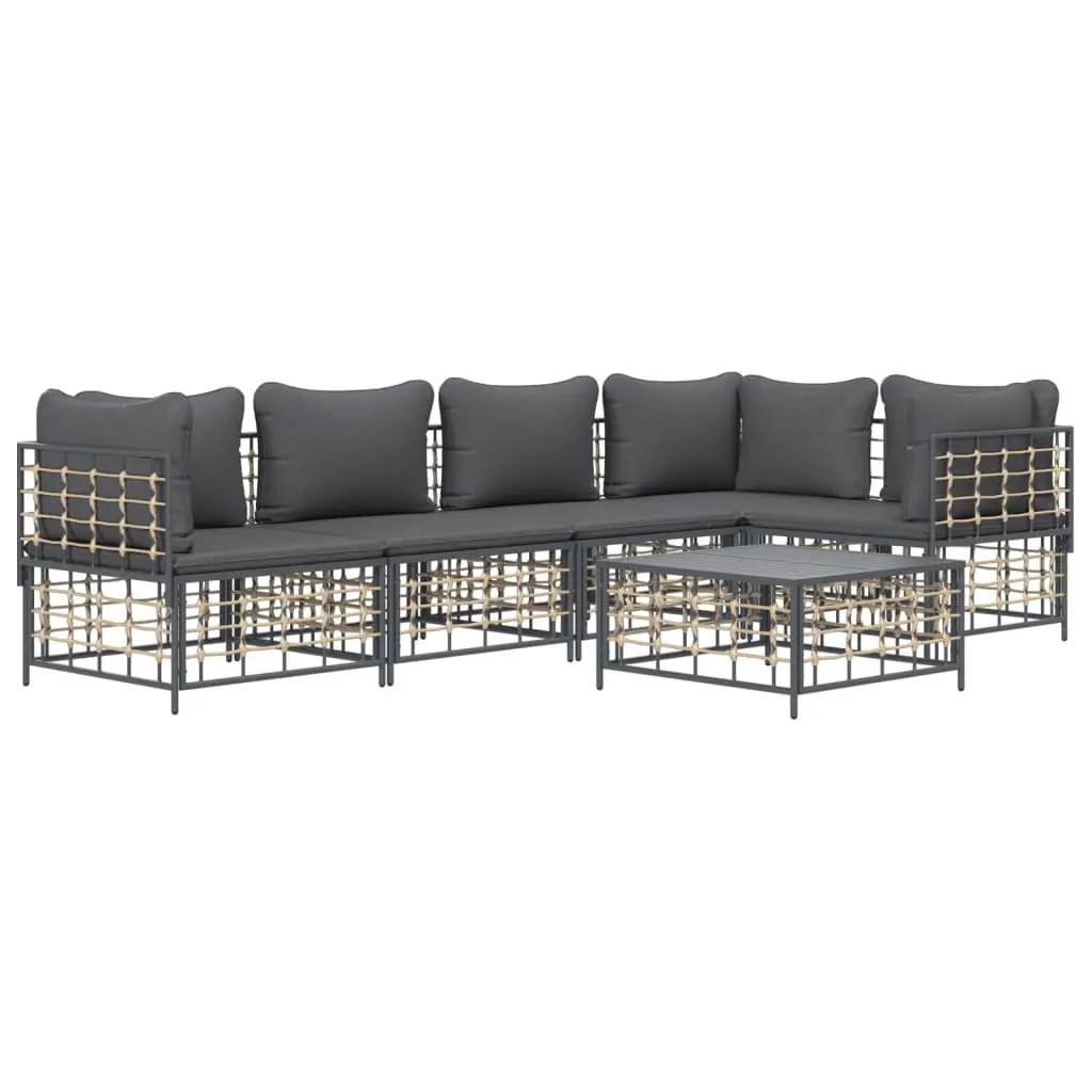 Garden Lounge Set 6 Piece Outdoor Sofa with Cushions Anthracite Patio Furniture