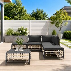 6 Piece Outdoor Lounge Set with Cushions and Table