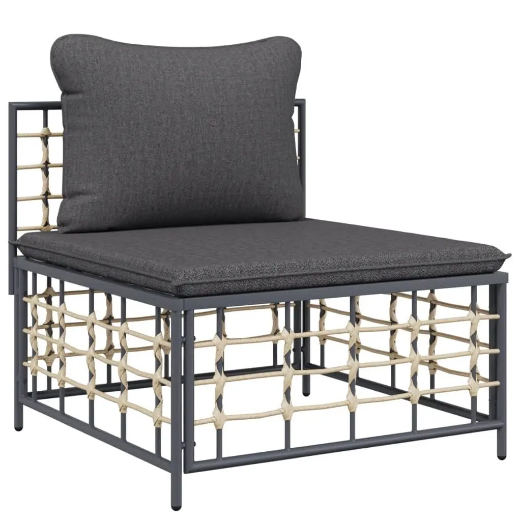 Garden Lounge Set Anthracite 8 Piece Outdoor Seating with Cushions Poly Rattan