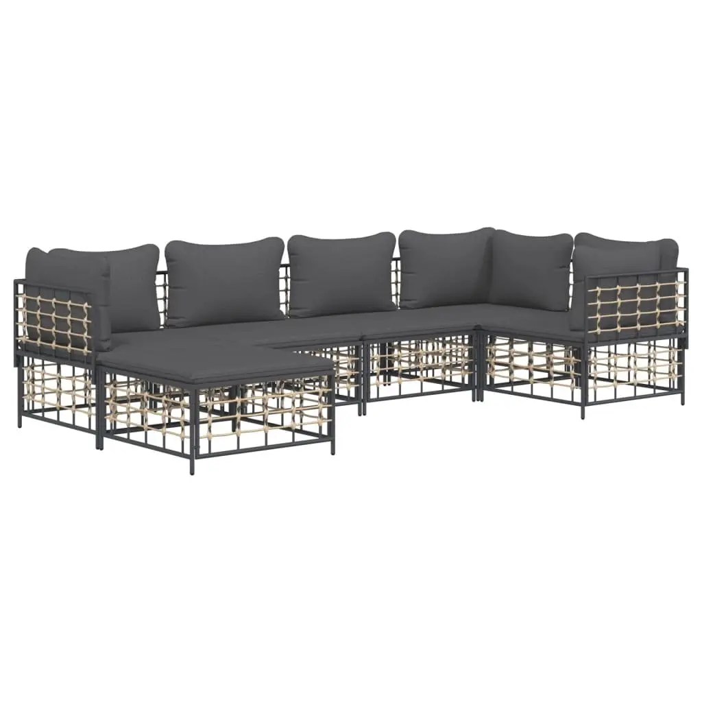 Garden Lounge Set Anthracite 6 Piece Modular Seating with Cushions