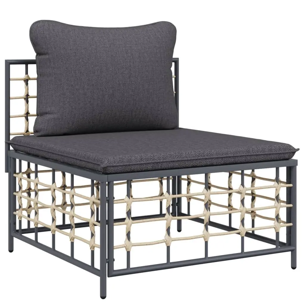Garden Lounge Set Anthracite 6 Piece Modular Seating with Cushions