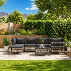 Outdoor Lounge Set 7 Piece Garden Seating Poly Rattan Furniture Anthracite