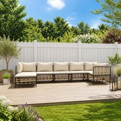 7 Piece Garden Lounge Set Outdoor Sofa Sectional with Cushions Anthracite