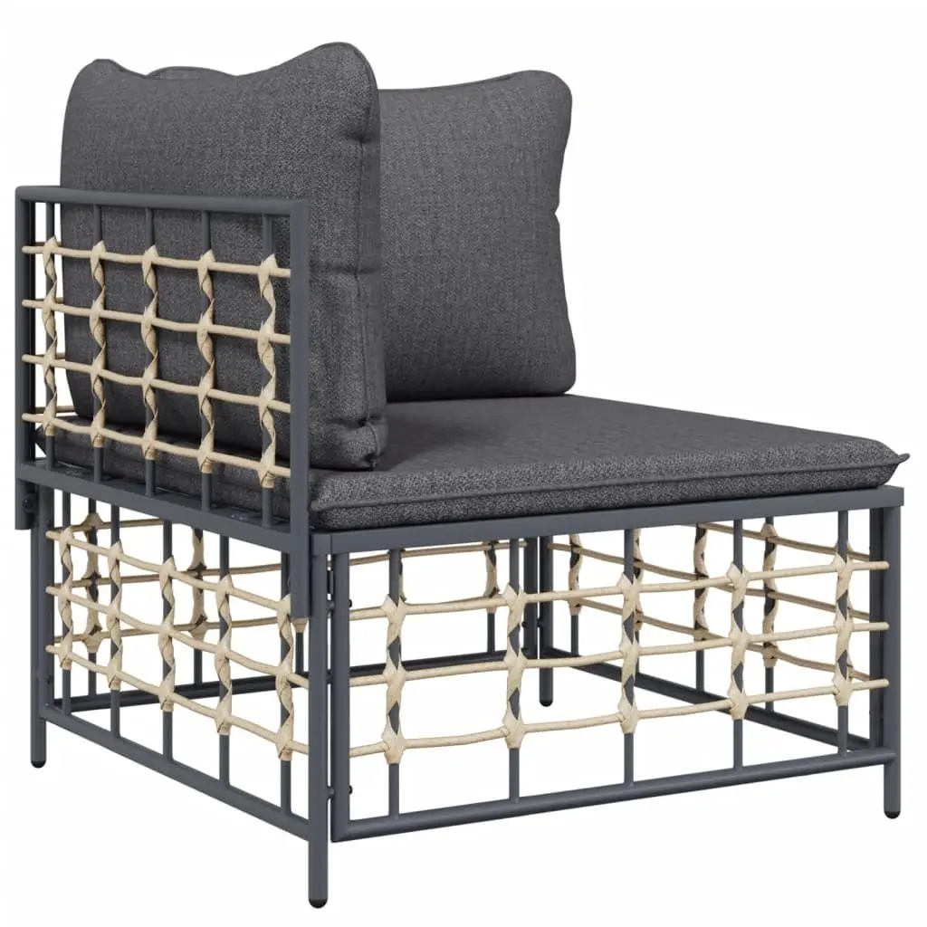 7 Piece Garden Lounge Set Anthracite Poly Rattan with Cushions