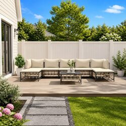 Compact 8-Piece Lounge Set for Outdoor Relaxation