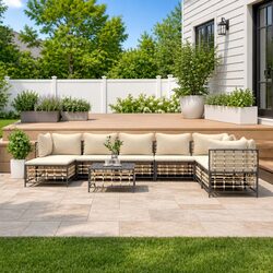 Compact 9-Piece Garden Lounge Set: Stylish and Functional