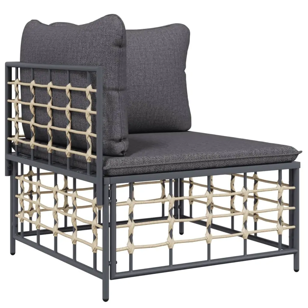 8 Piece Garden Lounge Set Anthracite Poly Rattan Outdoor Sofa with Cushions