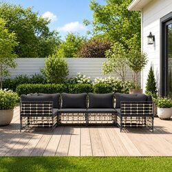 Garden Lounge Set 6 Piece Outdoor Sofa Patio Furniture Poly Rattan Anthracite