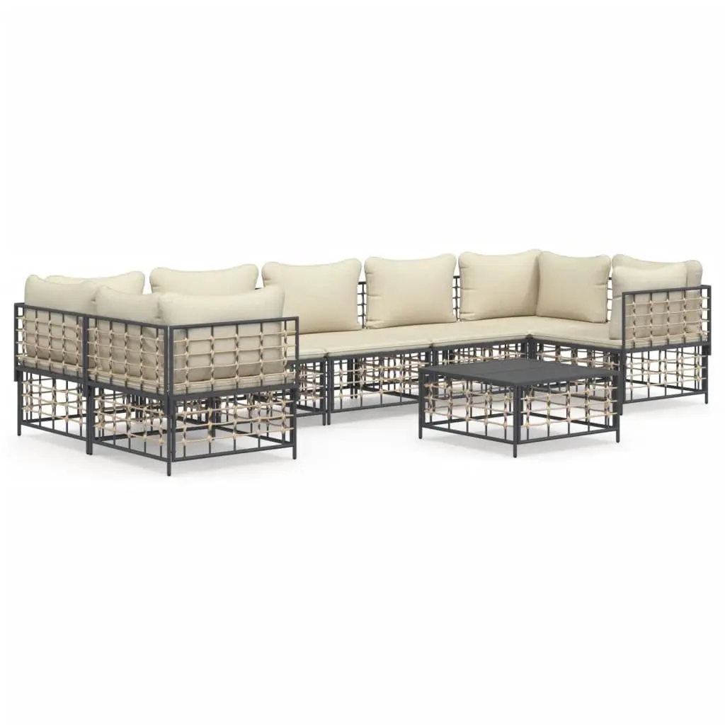 8 Piece Garden Lounge Set Anthracite Modular Weather-Resistant with Cushions