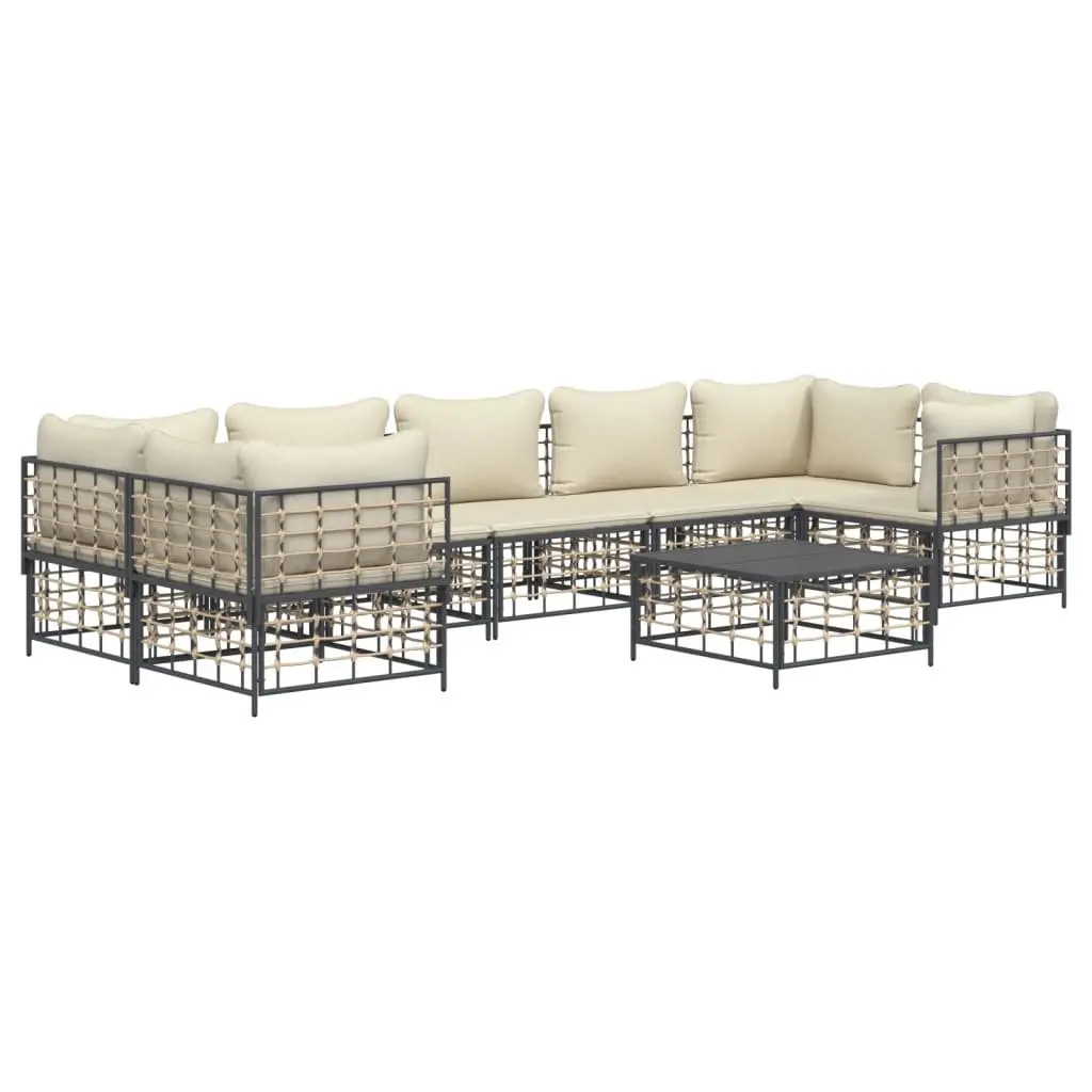 8 Piece Garden Lounge Set Anthracite Modular Weather-Resistant with Cushions