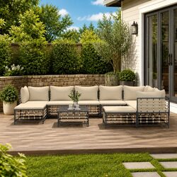 Compact 10-Piece Anthracite Lounge Set for Outdoors
