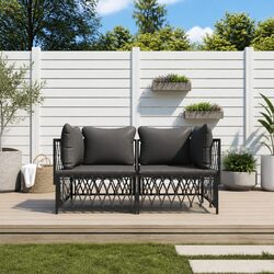 Garden Lounge Set 2 Piece Outdoor Furniture Anthracite Steel Frame Cushions