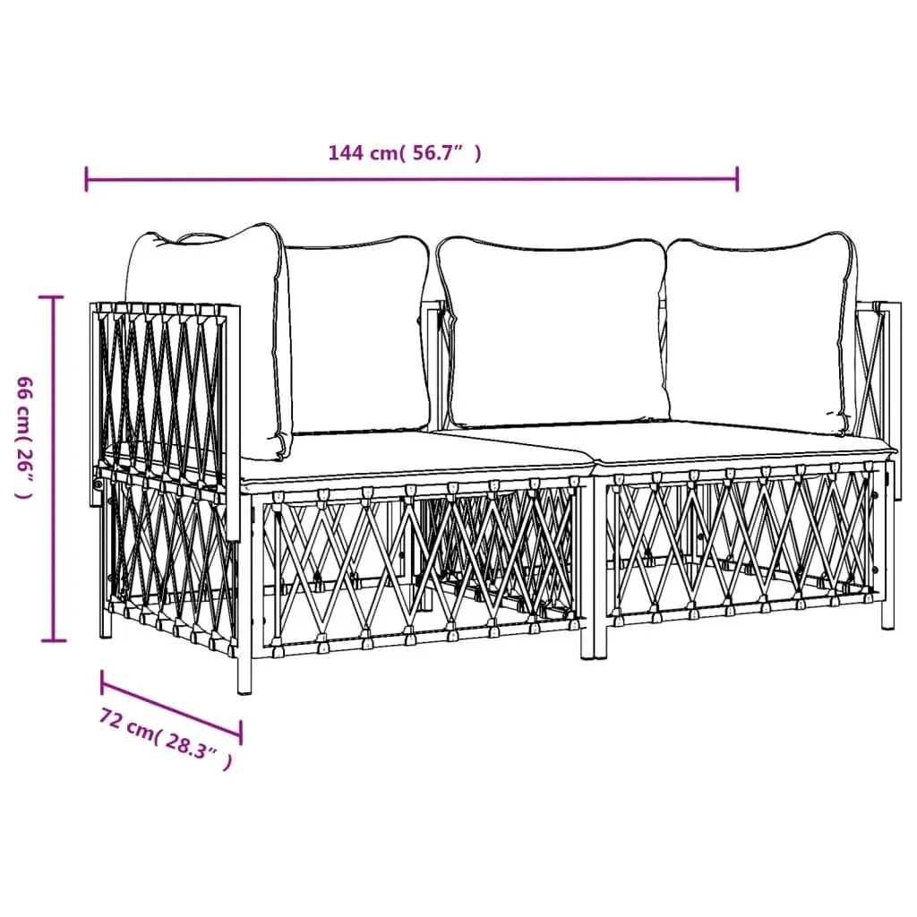 Garden Lounge Set 2 Piece Outdoor Furniture Anthracite Steel Frame Cushions