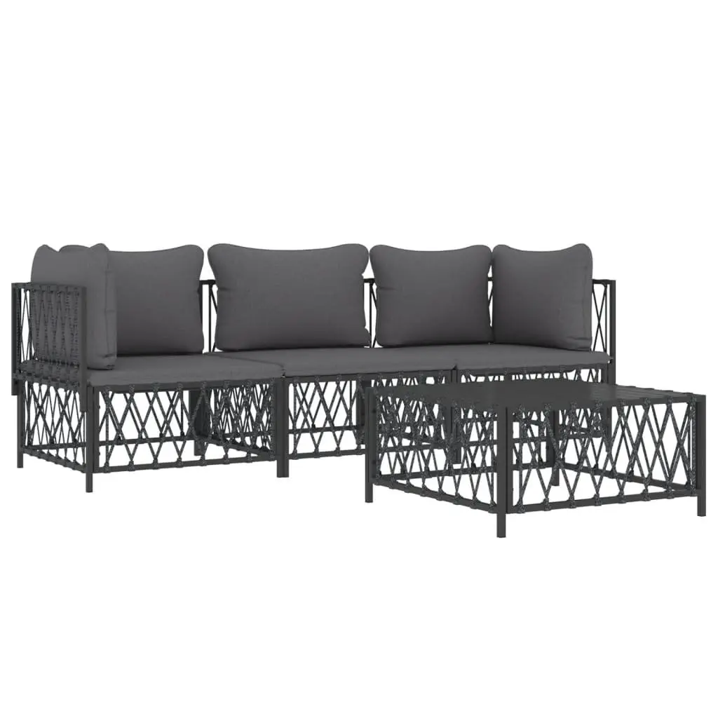 Garden Lounge Set 4 Piece Outdoor Furniture Anthracite Steel Frame with Cushions
