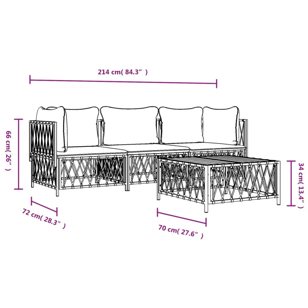 Garden Lounge Set 4 Piece Outdoor Furniture Anthracite Steel Frame with Cushions