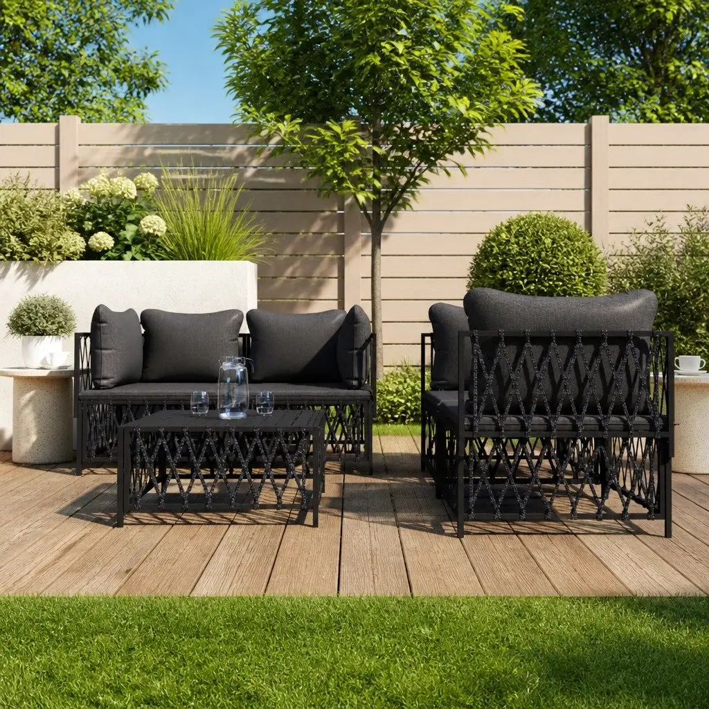 Garden Lounge Set 5 Piece Outdoor Furniture Modular Sofa Cushions Anthracite