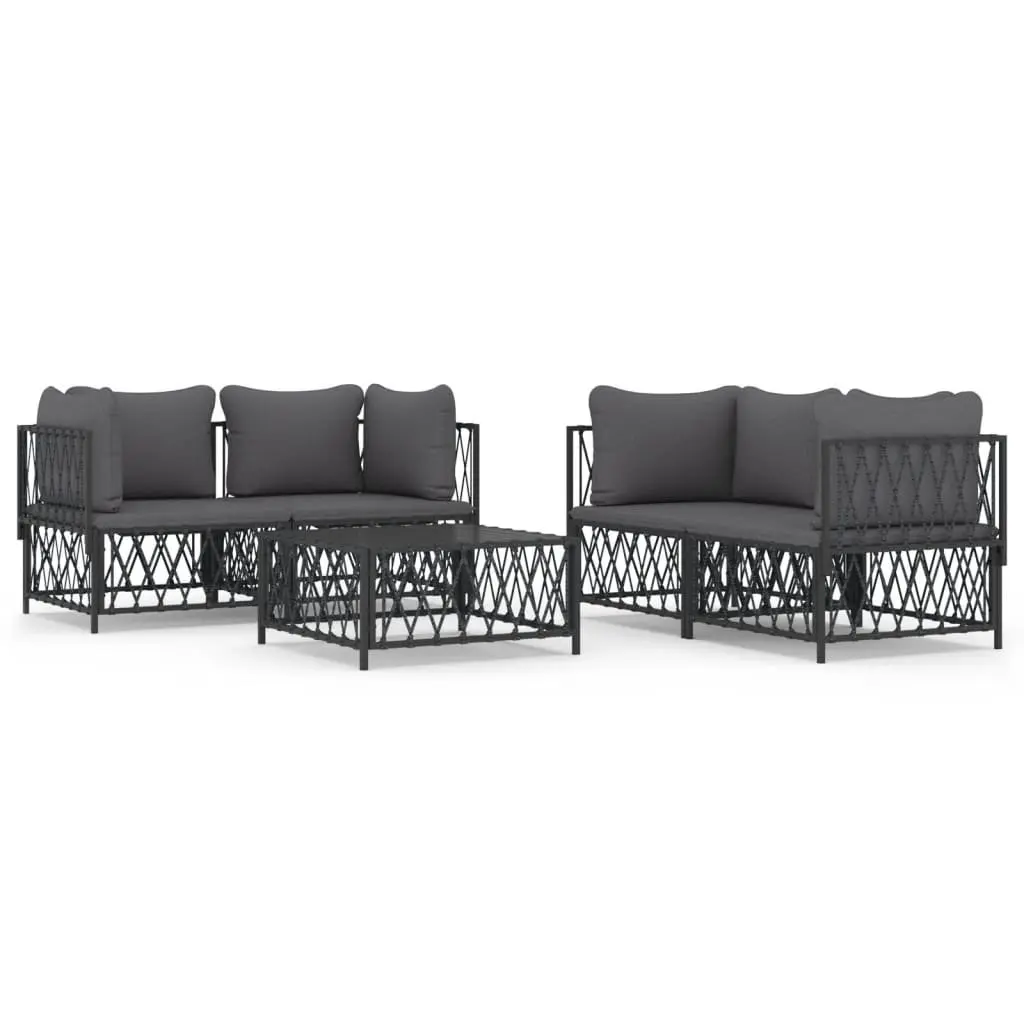 Garden Lounge Set 5 Piece Outdoor Furniture Modular Sofa Cushions Anthracite