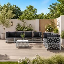 Concise 8-Piece Outdoor Lounge Set with Steel Frame