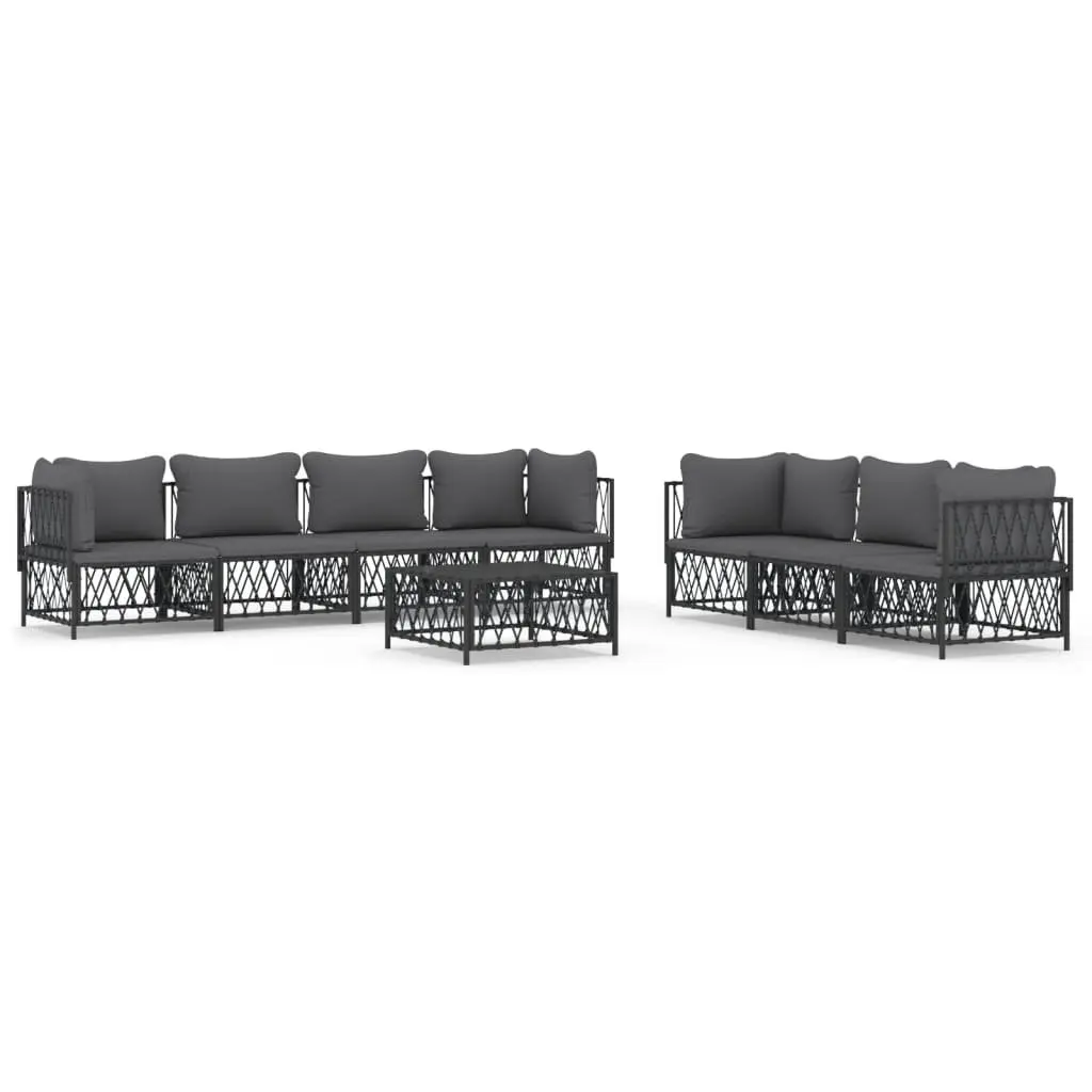 Garden Lounge Set Anthracite 8 Piece Modular Seating with Cushions Steel Frame