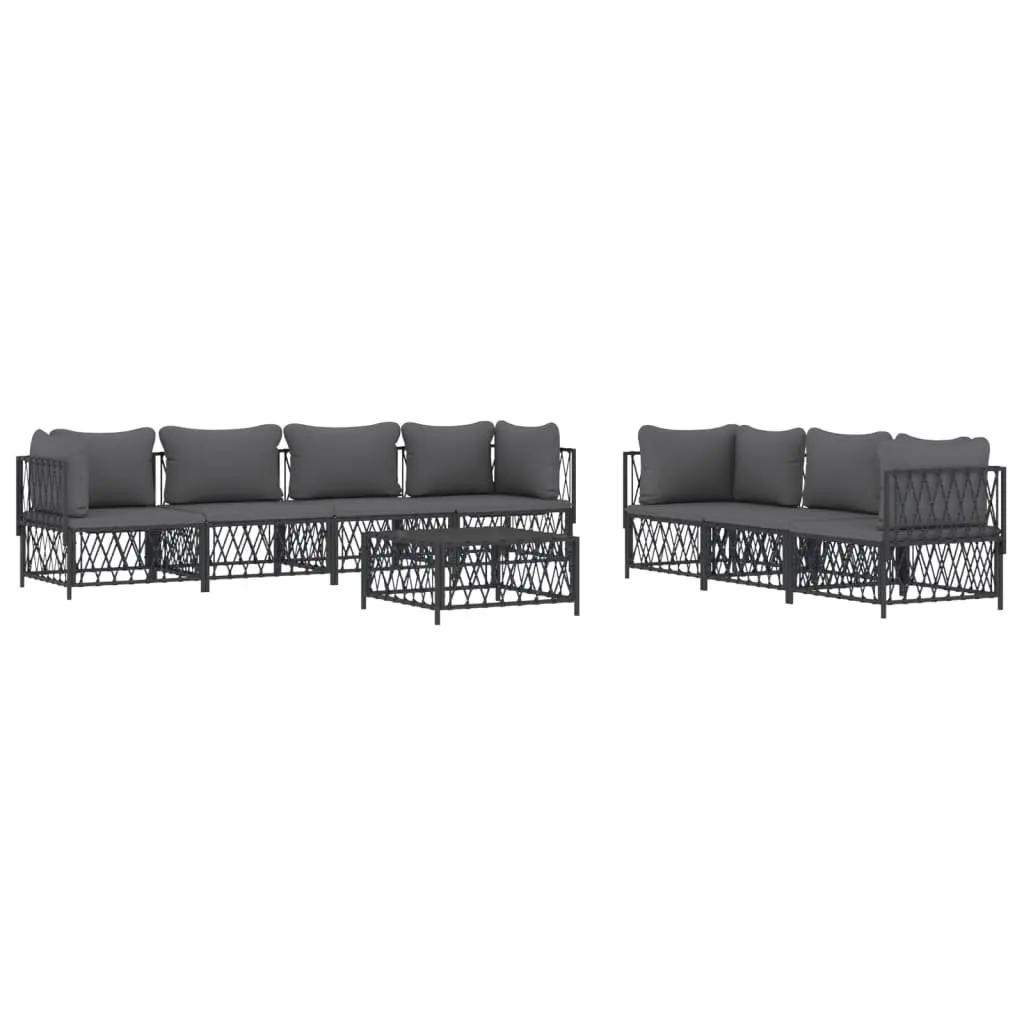 Garden Lounge Set Anthracite 8 Piece Modular Seating with Cushions Steel Frame