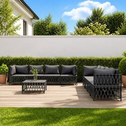 Garden Lounge Set 9 Piece Outdoor Furniture Modular Sofa Anthracite with
