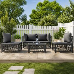 Compact 5-Piece Anthracite Lounge Set with Cushions