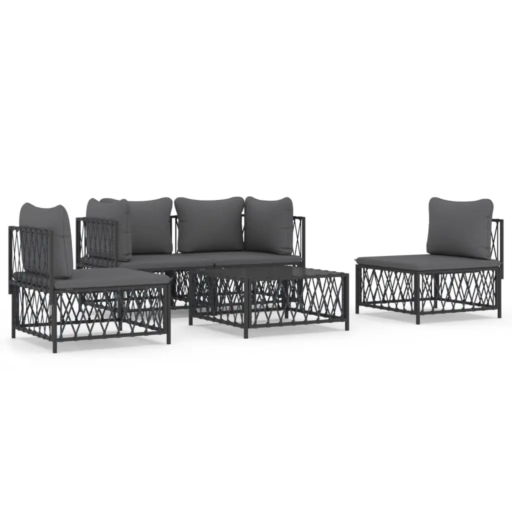 Garden Lounge Set Anthracite 5 Piece Outdoor Furniture with Cushions Steel Frame
