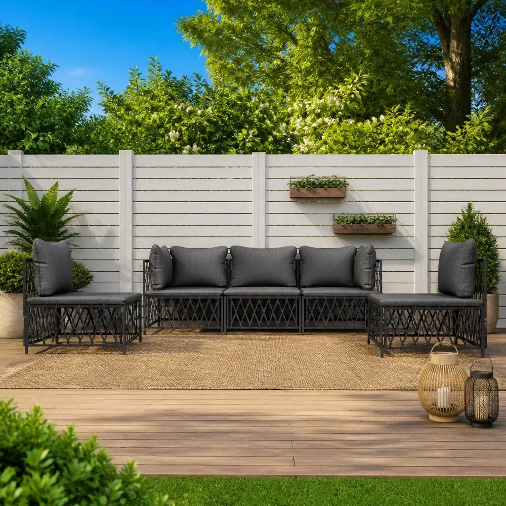 5-Piece Garden Lounge Set with Durable Steel Frame