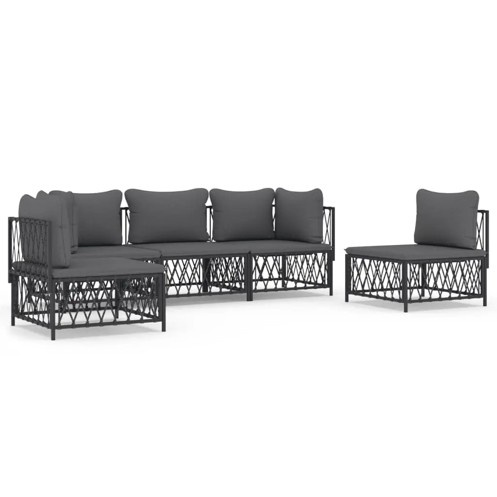 5-Piece Garden Lounge Set with Durable Steel Frame