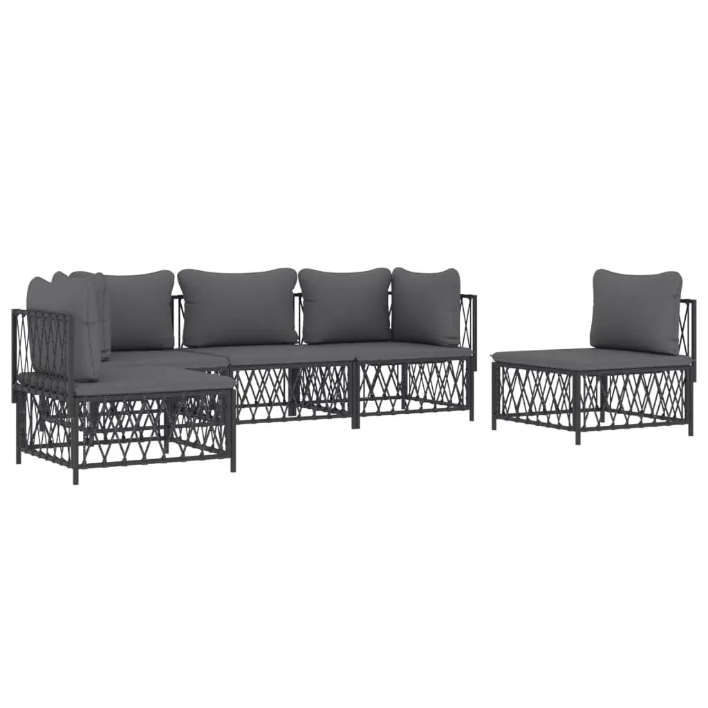 5-Piece Garden Lounge Set with Durable Steel Frame