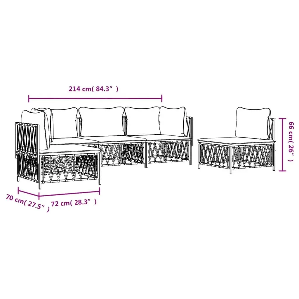 5-Piece Garden Lounge Set with Durable Steel Frame