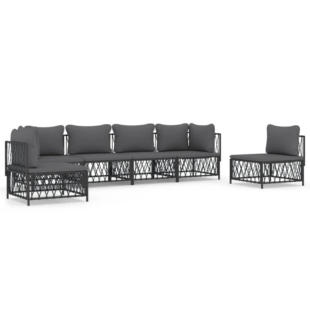 Garden Lounge Set 6 Piece Outdoor Furniture Sectional Sofa with Cushions