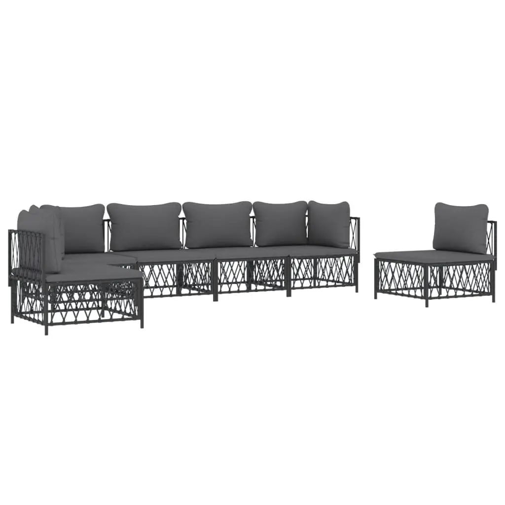 Garden Lounge Set 6 Piece Outdoor Furniture Sectional Sofa with Cushions