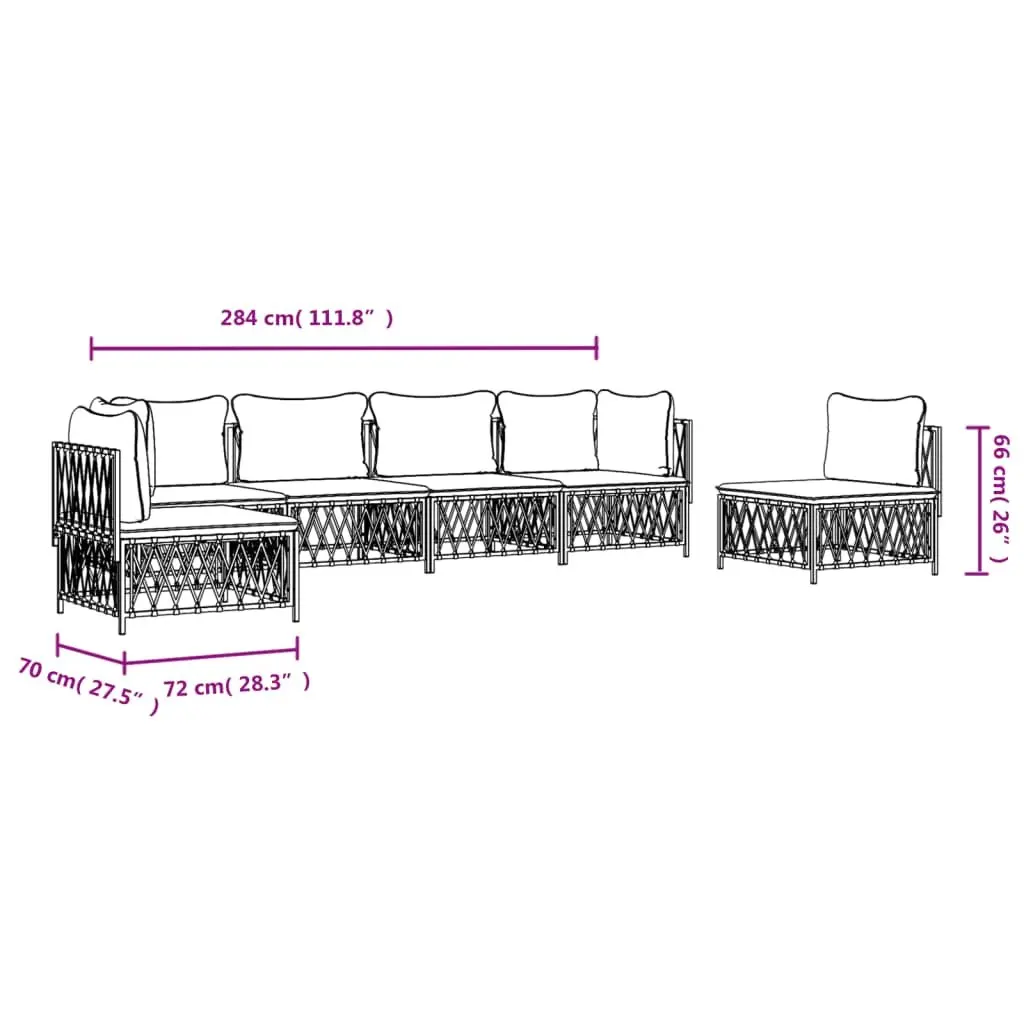 Garden Lounge Set 6 Piece Outdoor Furniture Sectional Sofa with Cushions
