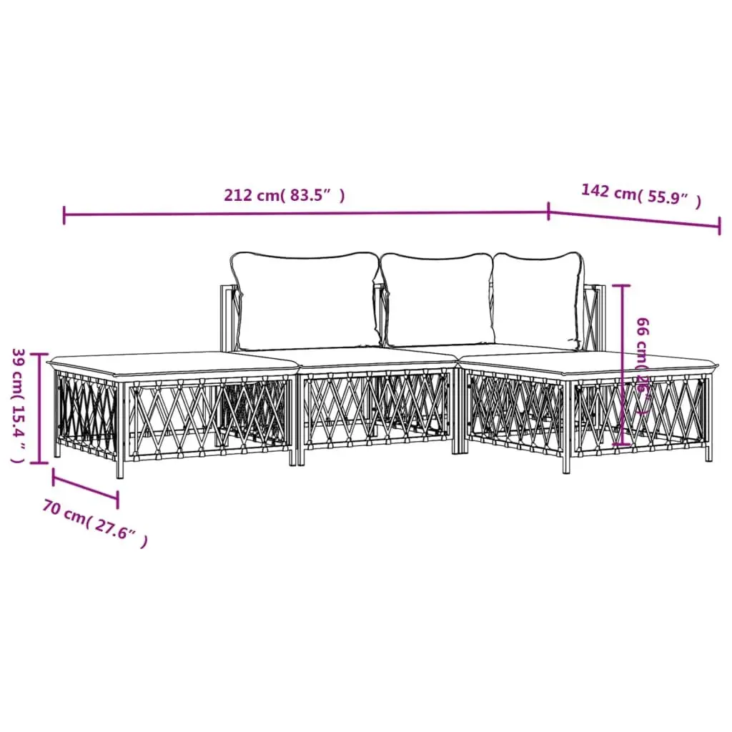 4 Piece Modular Outdoor Lounge Set Anthracite with Woven Fabric Cushions and Powder Coated Steel Frame for Patios and Gardens