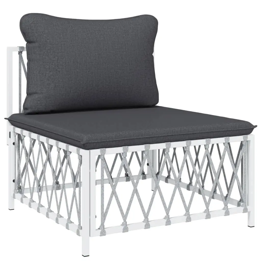 Garden Lounge Set 5 Piece Outdoor Furniture White Steel Frame Cushions Sofa